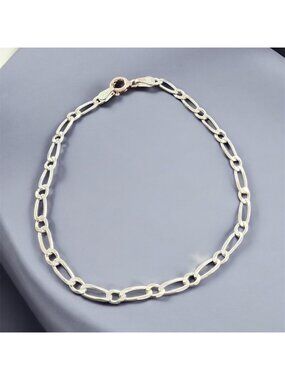 Figaro Chain Link 7 Inch Sterling Silver Bracelet Lobster Clasp Made in Italy
